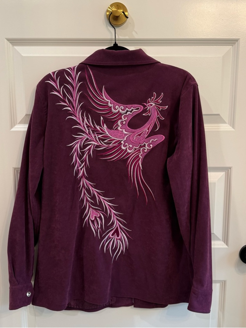 Bob Mackie Wearable Art Purple Faux Suede Phoenix Jacket Boho Glam Vintage L - Picture 10 of 10